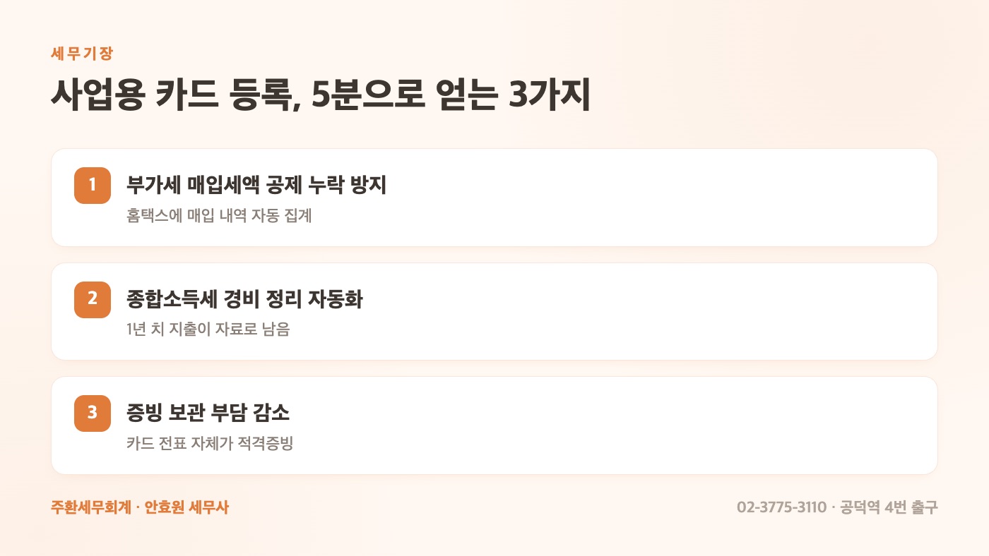 사업용 카드 등록, 5분으로 얻는 3가지