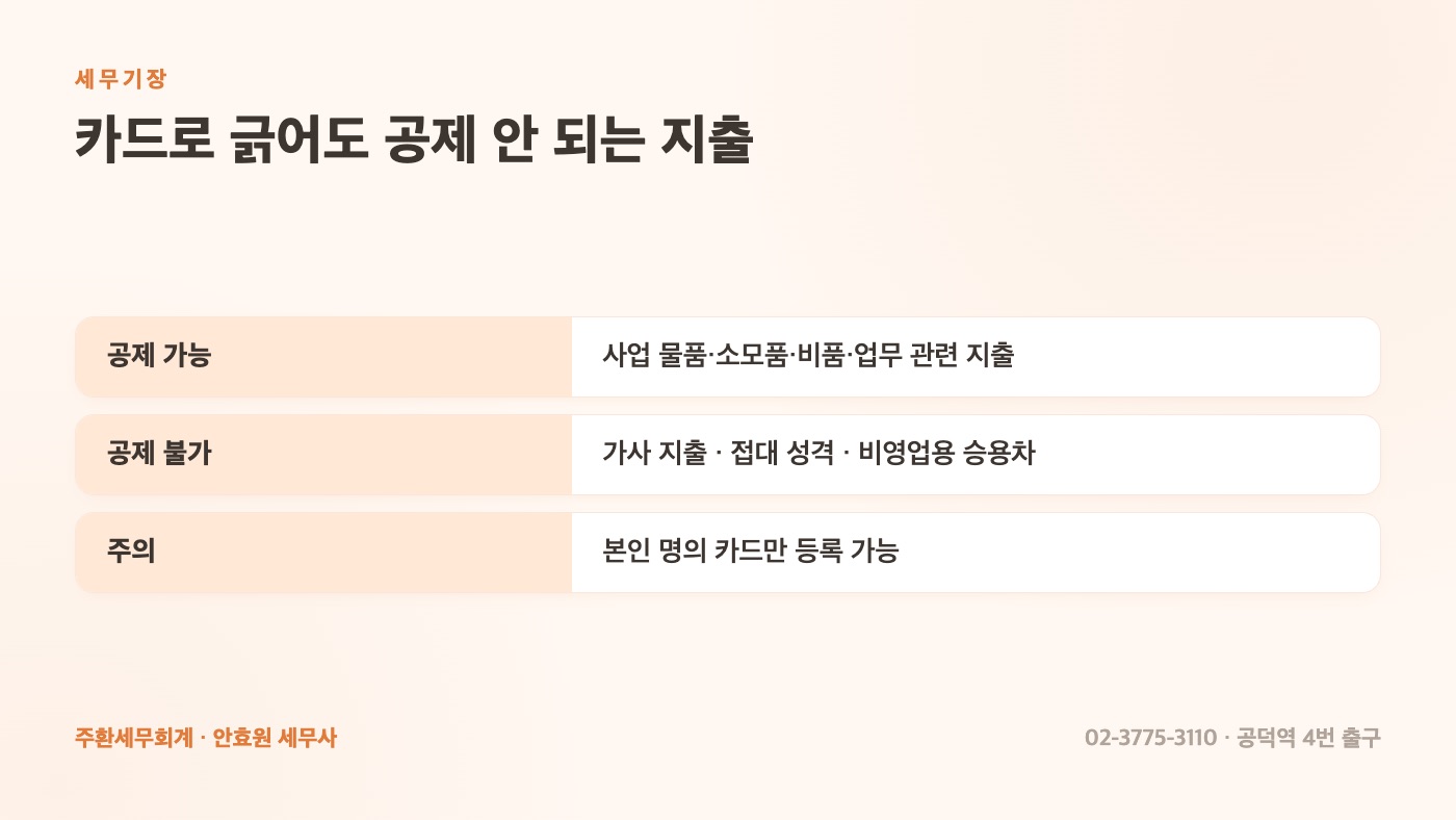 카드로 긁어도 공제 안 되는 지출