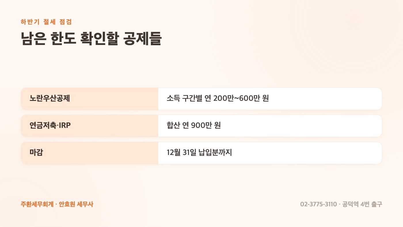 남은 한도 확인할 공제들